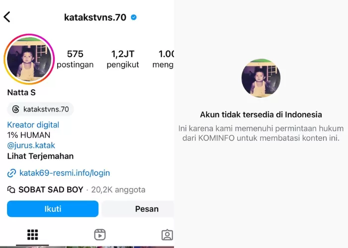 Instagram Katak Bhizer di Blokir Kominfo