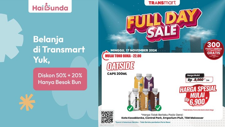 Transmart Full Day Sale adalah kesempatan yang sempurna untuk memenuhi kebutuhan sehari-hari atau sekadar berbelanja barang-barang yang sudah lama diincar