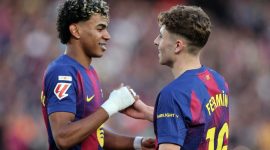 Lamine Yamal tampak tidak senang di akhir pertandingan La Liga antara Barcelona dan Atletico Madrid yang berakhir dengan skor 2-1.